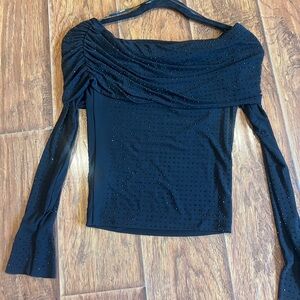 Forever 21 Black Ruched Off-Shoulder Blouse